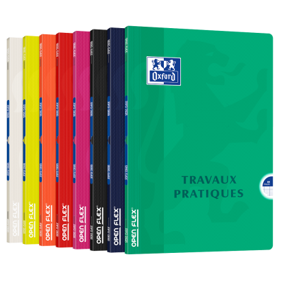 OXFORD OPENFLEX LABORATORY NOTEBOOK - A4 - Polypro cover - Stapled - Seyès Squares + Plain - 80 pages - Assorted colours - 100101186_1200_1709028027
