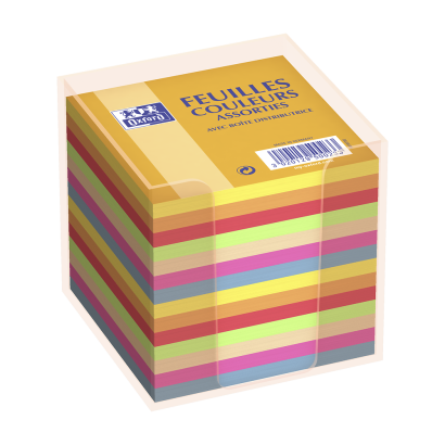 Oxford Bloc Cube Penses-Bêtes - 9x9 cm - Distributeur plastique - Repositionnables - Uni -  680 Feuilles - Multicolores - 100103783_1300_1686194891