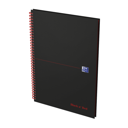 OXFORD Black n' Red Notebook - A4 - Hardback Cover - Twin-wire - Ruled - 140 Pages - SCRIBZEE Compatible - Black - 400047608_1300_1686191223