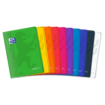 OXFORD easyBook® NOTEBOOK - A4 - Polypro cover with pockets - Stapled - 5x5mm Squares with - 96 pages - Assorted colours - 400111487_1200_1709028777