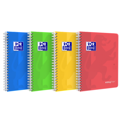OXFORD easyBook® NOTEBOOK - 17x22cm - Polypro cover with pockets - Twin-wire - Seyès Squares- 160 pages - SCRIBZEE ® Compatible - Assorted colours - 400114562_1400_1701173312