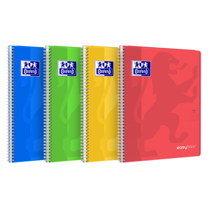 OXFORD easyBook® NOTEBOOK - 24x32cm - Polypro cover with pockets - Twin-wire - Seyès Squares- 160 pages - SCRIBZEE ® Compatible - Assorted colours - 400114564_1400_1709629730