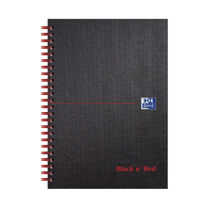 Oxford Black n' Red A5 Matt Hardback Wirebound Notebook Ruled 140 Page Black Scribzee-enabled -  - 100080154_1100_1678268345