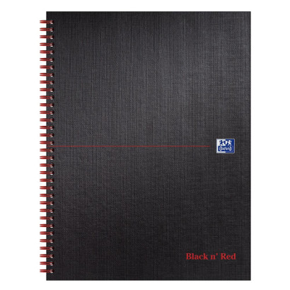 Oxford Black n' Red A4+ Matt Hardback Wirebound Notebook Ruled with Margin 140 Page Black Scribzee-enabled -  - 100080218_1100_1678286457