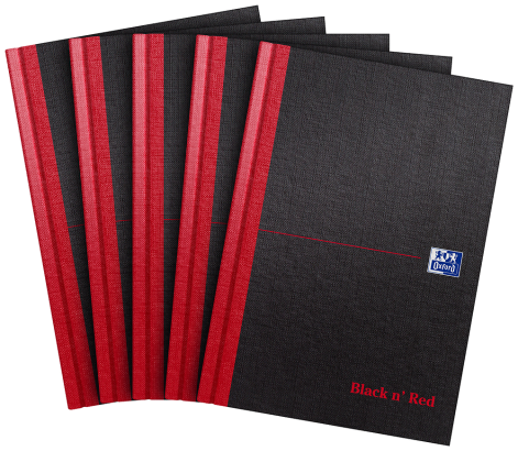 OXFORD Black n' Red Cahier - A5 - Couverture rigide - Broché - Ligné - 192 pages - Noir - 100080459_1101_1686089568