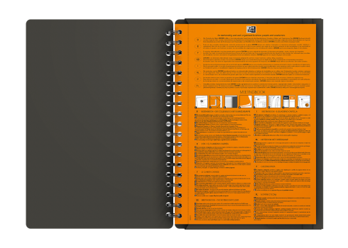 Quaderno spiralato OXFORD International Meetingbook A4 grigio quadretti 5  mm 100100362 - Blocchi spiralati