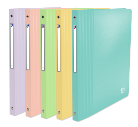 OXFORD PASTEL SCHOOL LIFE RING BINDER - A4 - 20 mm spine - 4-O rings -  Polypropylene - Opaque - Assorted colors